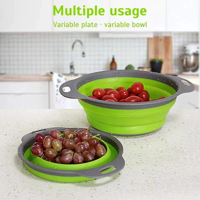 Kitchen Gadgets Organizer - 1 stuks opvouwbare siliconen zeefmand, inklapbare